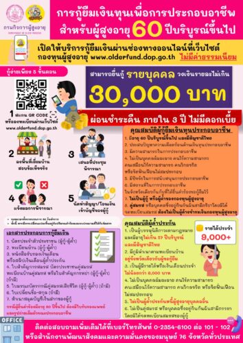 การกู้ยืมเงินทุนเพื่อการประกอบอาชีพสำหรับผู้สูงอายุ 60 ปีบริบูรณ์ขึ้นไป